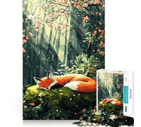 Puzzle da 1000 pezzi "Volpe addormentata nella foresta" per ragazzi, gioco di logica, leggero e rilassante, taglio preciso, regalo classico 38x52cm