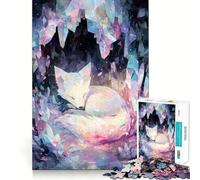 Puzzle da 1000 pezzi "Volpe addormentata nella grotta di cristallo" per adulti, gioco di logica e antistress, taglio preciso, regalo perfetto 38x26cm