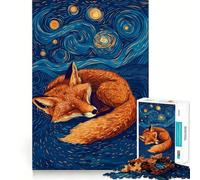 Puzzle da 1000 pezzi "Volpe addormentata sotto un cielo stellato" per adulti, gioco di allenamento mentale, divertimento condiviso, taglio di precisione, opera d'arte da esporre 38x52cm