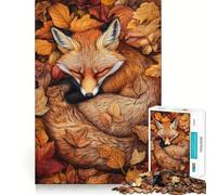 Puzzle da 1000 pezzi "Volpe addormentata tra foglie autunnali" per adulti, ideale come regalo o gioco di logica e antistress 50x75cm