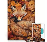 Puzzle da 1000 pezzi "Volpe addormentata tra foglie autunnali" per ragazzi, gioco di logica, leggero e rilassante, taglio preciso, regalo classico 38x52cm