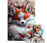 Puzzle da 1000 pezzi "Volpe addormentata tra i ciliegi in fiore" - Aiuta ad allenare la mente - Decorazione per la casa - Gioco per famiglie - Per maggiori di 14 anni - 38x52cm