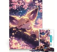 Puzzle da 1000 pezzi "Volpe addormentata tra i ciliegi in fiore" per adolescenti, ideale per stimolare la memoria, calmare la mente e creare un'opera d'arte nitida e da collezione 50x75cm