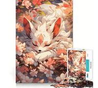 Puzzle da 1000 pezzi "Volpe addormentata tra i ciliegi in fiore" per adulti, gioco stimolante e divertente, taglio preciso, regalo speciale 38x26cm
