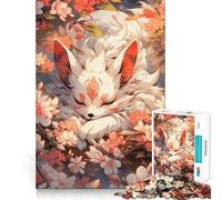 Puzzle da 1000 pezzi "Volpe addormentata tra i ciliegi in fiore" per ragazzi, gioco di logica e svago, bordi sottili, regalo speciale 50x75cm