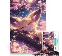 Puzzle da 1000 pezzi "Volpe addormentata tra i ciliegi in fiore" per ragazzi, gioco di logica e svago, con bordi sottili, regalo speciale 38x52cm