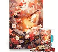 Puzzle da 1000 pezzi "Volpe addormentata tra i ciliegi in fiore" per ragazzi, gioco di logica, passatempo rilassante, taglio perfetto, regalo classico 50x75cm