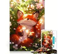 Puzzle da 1000 pezzi "Volpe addormentata tra i fiori" per ragazzi, gioco di logica, passatempo rilassante, taglio perfetto, regalo classico 38x52cm
