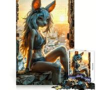 Puzzle da 1000 pezzi "Volpe al tramonto tra le rovine" per adulti, gioco di logica, per interni, taglio di precisione, regalo prezioso 38x52cm