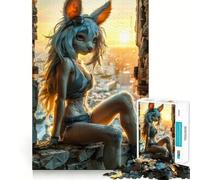 Puzzle da 1000 pezzi "Volpe al tramonto tra le rovine" per adulti, gioco di logica, per interni, taglio di precisione, regalo prezioso 38x52cm