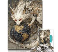 Puzzle da 1000 pezzi Volpe bianca e Terra per adulti, 1000 giochi educativi, decorazione per la casa, collezione di artisti, belle arti 50x75cm