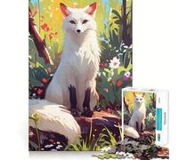 Puzzle da 1000 pezzi "Volpe Bianca in Prato Fiorito" per Adolescenti,Divertente Gioco di Memoria,Incastro Perfetto,Senza Spazi Trasparenze,Attività Serata Divertente per Tutta la Famiglia (50x75cm)