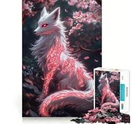 Puzzle da 1000 pezzi Volpe Bianca Mistica con Segni Rossi per Adulti e Ragazzi, Gioco di Logica, Relax, Taglio di Precisione, (38x52cm)