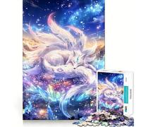Puzzle da 1000 pezzi "Volpe Bianca Mistica" per adulti, ideale come gioco rilassante e antistress, con bordi precisi e un regalo speciale (50x75cm)