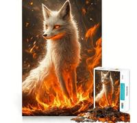Puzzle da 1000 pezzi "Volpe Bianca nel Fuoco" Gioco di sfida mentale Taglio di precisione Divertente sfida per il tempo di attesa (50x75cm)