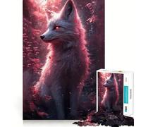 Puzzle da 1000 pezzi "Volpe bianca nella foresta rosa" per ragazzi,divertente da giocare,con incastri precisi e senza spazi vuoti,ideale per una serata in famiglia (38x52cm)