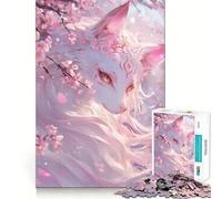 Puzzle da 1000 pezzi "Volpe bianca tra i ciliegi in fiore" per adolescenti Divertimento stimolante per la mente,pezzi di dimensioni uniformi e precisi,attività rilassante di gruppo al chiuso (50x75cm)