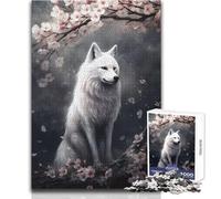 Puzzle da 1000 pezzi Volpe biancaxFiori di ciliegio Un modo rilassante per riempire il tempo libero Giocattolo da gioco con taglio preciso e costante Dimensioni 38x26cm