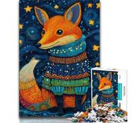 Puzzle da 1000 pezzi Volpe che indossa una sciarpa Puzzle da 1000 pezzi per adolescenti Regali migliora l'amore tra coppie per età 14 (38x26cm)