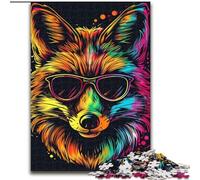 Puzzle da 1000 pezzi "Volpe con occhiali da sole" per adulti, gioco stimolante e interazione tra genitori e figli in famiglia (26x38cm)