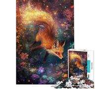 Puzzle da 1000 pezzi "Volpe incantata in fiore" per ragazzi Assemblaggio del puzzle allena la mente e la manualità Regalo per amici e familiari 38x26cm