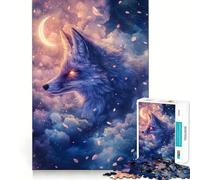 Puzzle da 1000 pezzi "Volpe mistica nel cielo notturno" per adulti, gioco di logica, rilassante e divertente, ideale come regalo di Babbo Natale (38x26cm)