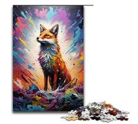 Puzzle da 1000 pezzi Volpe nel cratere circondata da schizzi Molti puzzle in legno Giochi educativi Decorazione per la casa 75x50 cm