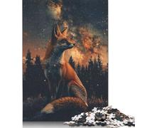 Puzzle da 1000 pezzi "Volpe nella foresta con meteora", per adulti, difficoltà alta, giochi rilassanti, giocattolo, regalo di Halloween, 1000 pezzi (38x26 cm)