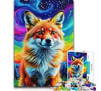 Puzzle da 1000 pezzi Volpe rossa sotto un cielo arcobaleno Opera d'arte da parete Regalo Adatto a persone dai 14 anni in su 38x26cm