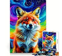 Puzzle da 1000 pezzi "Volpe Rossa sotto un Cielo Arcobaleno" per adulti, gioco di puzzle per esercitare la mente, giocattolo per la famiglia, taglio di precisione, regalo creativo (38x52cm)