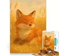 Puzzle da 1000 pezzi "Volpe sorridente in un campo di grano" per adulti, gioco per allenare la mente, divertimento condiviso, taglio di precisione, opera d'arte da esporre 38x26cm