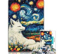 Puzzle da 1000 pezzi "Volpe sotto il cielo notturno" per adulti e adolescenti, giocattolo educativo intellettuale decomprimente, regali di Babbo Natale segreto, 38x26cm