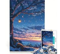 Puzzle da 1000 pezzi Volpe sotto un albero in fiore al tramonto, gioco interattivo, regalo di compleanno, compleanno e Natale 50x75cm
