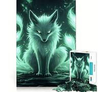 Puzzle da 1000 pezzi "Volpe Verde Mistica" per adulti, gioco di logica fine, divertente e silenzioso, bordi netti, regalo memorabile (50x75cm)