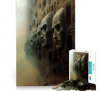 Puzzle da 1000 pezzi "Volti di pietra tra le rovine" per adulti e ragazzi, ideale per migliorare la memoria, rilassare la mente e creare un'atmosfera magica, perfetto come regalo di Natale 38x26cm