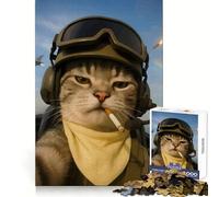 Puzzle da 1000 pezzi War Cat per adulti, attività rilassante per potenziare la memoria, incastro perfetto, regalo per le vacanze (38x26cm)