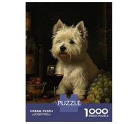 Puzzle Da 1000 Pezzi Westie Enjoying Wine Puzzle Per Adulti Gioco Rompicapo Migliora La Memoria Regali Unici Per Compleanno E Natale 38x26cm/1000pcs