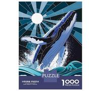 Puzzle Da 1000 Pezzi Whale Leaping from Waves Stained Glass Puzzle Per Adulti Giocattoli Antistress Analisi E Logica Regali Unici Per Compleanno E Natale 52x38cm/1000pcs