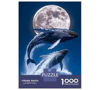 Puzzle Da 1000 Pezzi Whales Breaching Under The Moonlight Puzzle Per Adulti Giocattolo Antistress Decorazione Perfetta Regali Unici Per Compleanno E Natale 52x38cm/1000pcs