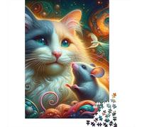 Puzzle Da 1000 Pezzi Whimsical Cat And Mouse Artwork Puzzle Per Adulti Giocattoli Antistress Regali Per Donne Regali Unici Di Compleanno E Altro 52x38cm/1000pcs
