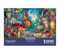 Puzzle da 1000 pezzi Whimsical Garden Cat decorativo per adulti, Giardino magico, gioco educativo per coppie e famiglie 52x38cm