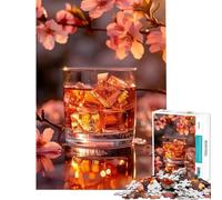 Puzzle da 1000 pezzi "Whisky con ghiaccio e fiori" - Gioco avvincente per coltivare la pazienza - Attività manuale per tutta la famiglia - Regalo divertente (Dimensioni 75x50cm)