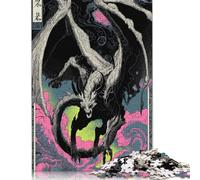 Puzzle da 1000 pezzi "Whispering Winds - Il drago enigmatico - Puzzle da tavola in legno - Interessante riduzione dello stress (75 x 50 cm)