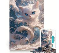 Puzzle da 1000 pezzi White Cat Ocean per ragazzi,stimolante per la mente,ad incastro perfetto,senza spazi vuoti,ideale per attività di gruppo rilassanti in casa (50x75cm)