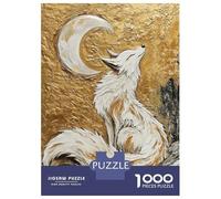Puzzle Da 1000 Pezzi White Fox Under Crescent Moon Puzzle Per Adulti Giochi Rilassanti Sfida Difficile Divertimento A Casa Attività, 52x38cm/1000pcs