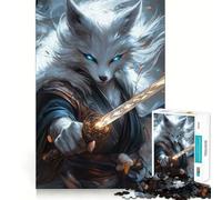 Puzzle da 1000 pezzi "White Fox Warrior" per ragazzi,divertente gioco di memoria,con incastri perfetti e attività di gruppo rilassante al chiuso (38x26cm)