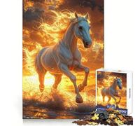 Puzzle da 1000 pezzi "White Horse Sunset Teenagers" per ragazzi, ideale per stimolare la concentrazione, il relax e il divertimento, con incastri a pressione Un regalo memorabile (38x52cm)