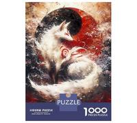 Puzzle Da 1000 Pezzi White Kitsune Fox Yin Yang Puzzle Per Adulti Gioco Pratico Sfida Difficile Interazione Genitore-figlio 38x26cm/1000pcs