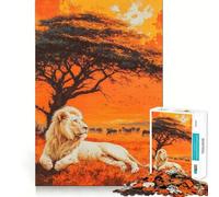 Puzzle da 1000 pezzi "White Lion Sunset" con leone bianco,ideale per allenare la mente,con incastri precisi e senza spazi vuoti,un'attività divertente per rafforzare i legami affettivi (38x52cm)