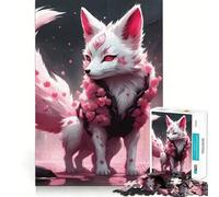 Puzzle da 1000 pezzi White Sakura Kitsune per adolescenti,gioco stimolante per la mente,incastro perfetto,senza spazi vuoti,rilassante attività di gruppo al chiuso (38x26cm)